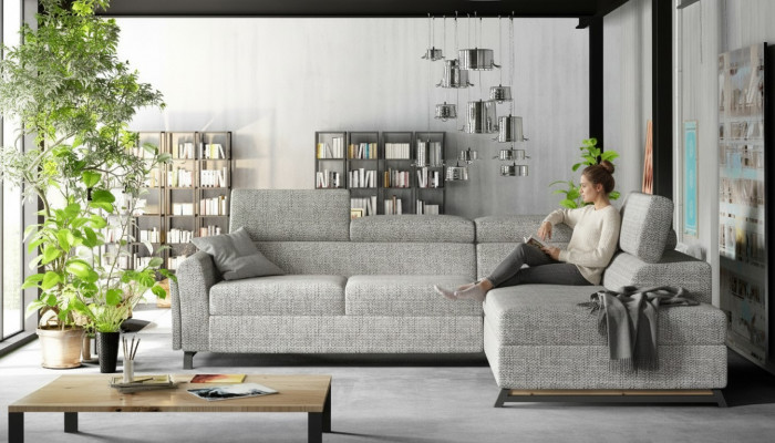 Ontwerper Bank Bank Hoekbank Stoffering Set Woonlandschap L-Vorm Stof