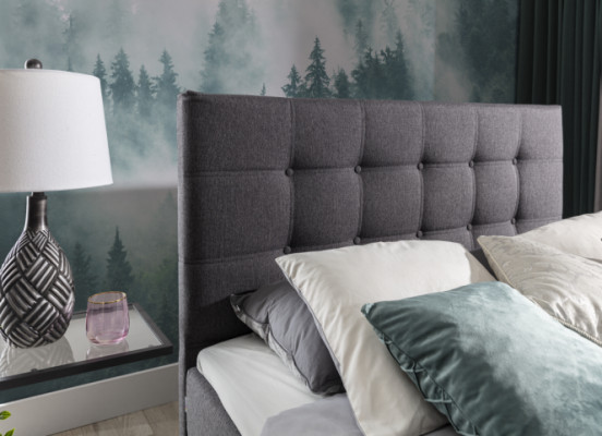 Volledige set matras & topper boxspring bed gestoffeerd bed van textielstof