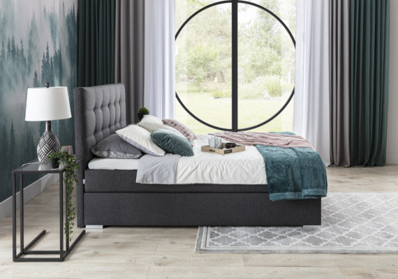 Volledige set matras & topper boxspring bed gestoffeerd bed van textielstof