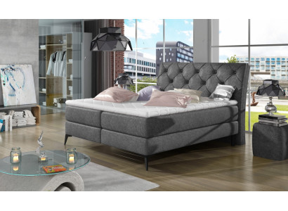 Chesterfield zilveren gestoffeerd tweepersoonsbed bedden Big XXL designer luxe.