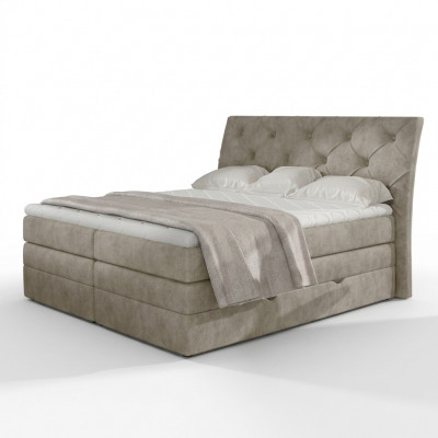 Luxe slaapkamer bed gestoffeerd Chesterfield boxspring luxe tweepersoons hotel