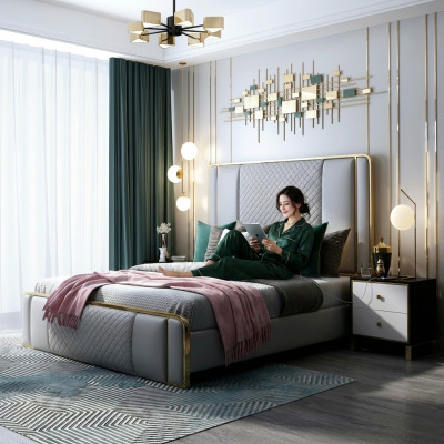 Ontwerper tweepersoonsbed bedhotel luxeslaapkamer 140/160x200cm leer