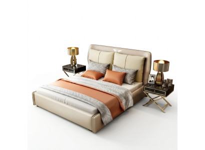 Luxe slaapkamer ontwerper tweepersoonsbed bed 180/200x200cm leer metaal