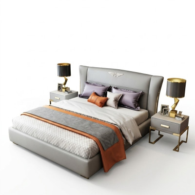 Luxe slaapkamer designer tweepersoonsbed bed hotel 180/200x200cm leer