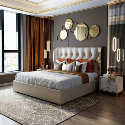 Ontwerper tweepersoonsbed bed hotel luxe slaapkamer 180/200x200cm leer.