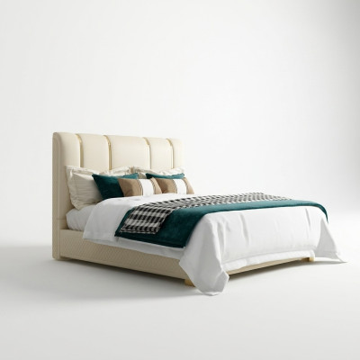 Luxe bed slaapkamer Italiaans leer tweepersoonsbedden metalen design