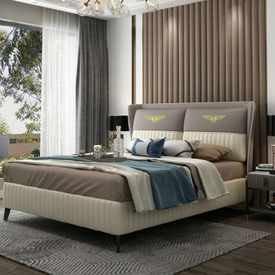 Ontwerper tweepersoonsbed Bed hotel luxe slaapkamer 150/180x200cm leer nieuw