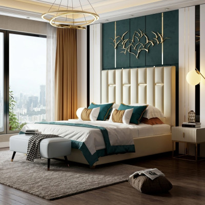Luxe slaapkamer tweepersoonsbed 150/180x200cm metaal nieuw hotel
