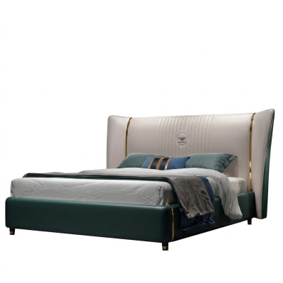 Luxe slaapkamer tweepersoonsbed 180/200x200cm leer metaal nieuw