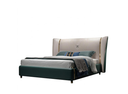 Luxe slaapkamer tweepersoonsbed 180/200x200cm leer metaal nieuw