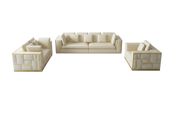 Ontwerp Bank Bank Bekleding Zithoek 3+2+1+ Chaise longue Leer Luxe