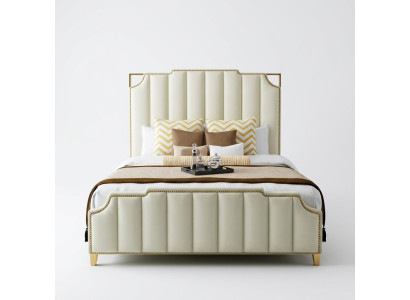 Designer tweepersoonsbed bed hotel luxe slaapkamer 180x200cm leer metaal