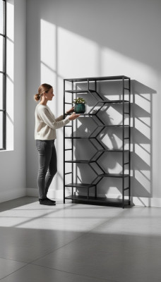 Metalen rek scheidingswand ontwerper luxe rekken loft stijl kast zwart.