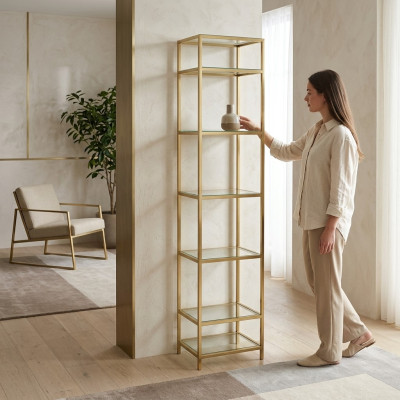 Regaal Glas Metaal Staandrek modern Ontwerp Scheidingswand Glasplanken