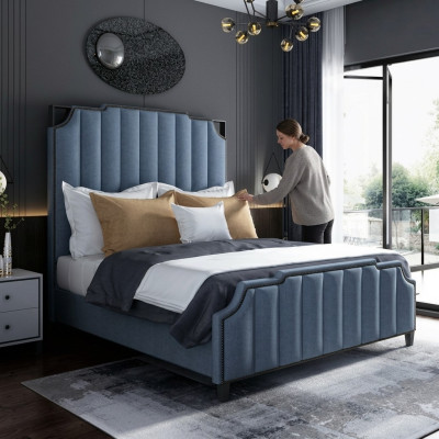 Luxe slaapkamer tweepersoonsbed bed 150/180x200cm leer metaal Nieuw hotel