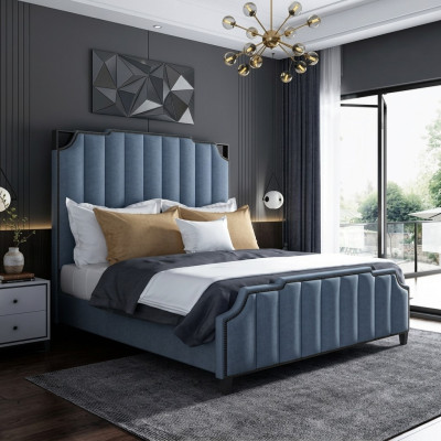 Luxe slaapkamer tweepersoonsbed bed 150/180x200cm leer metaal Nieuw hotel