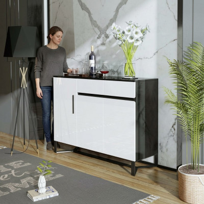 Kommode Sideboard Highboard Schrank Anrichte 3 Türen 2 Schubladen  Dressoir Sideboard Hoge kast Kast Dressoir 3 deuren 2 laden.