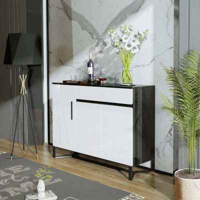 Kommode Sideboard Highboard Schrank Anrichte 3 Türen 2 Schubladen  Dressoir Sideboard Hoge kast Kast Dressoir 3 deuren 2 laden.