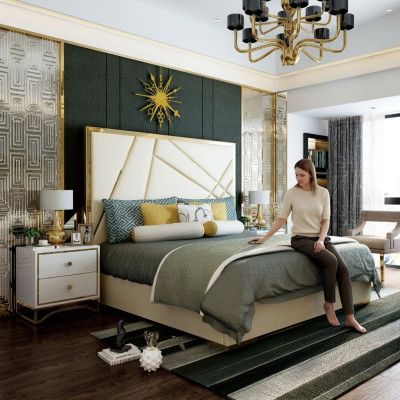 Ontwerpers Tweepersoonsbed Bed Hotel Decoratie Luxe Slaapkamer 180/200x200cm Leer