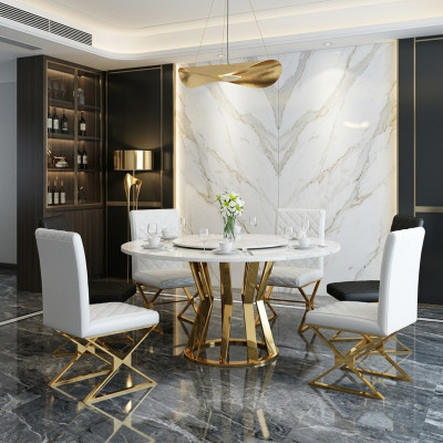 Ronde eettafel van 130 cm van metaal, moderne tafels voor conferentiedecoratie.