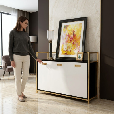 Ontwerp dressoir luxe roestvrijstalen dressoir decoratieve plank