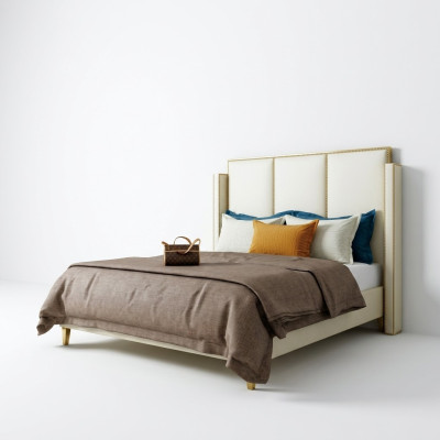 Tweepersoonsbed Bedden Ontwerper Bed Leder Bekleding Slaapkamer Huwelijk Nieuw