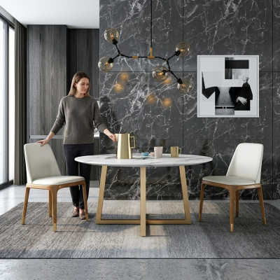 Ontwerp Eettafel Rond Metaal Ronde Tafels Woonkamer Luxe Goud