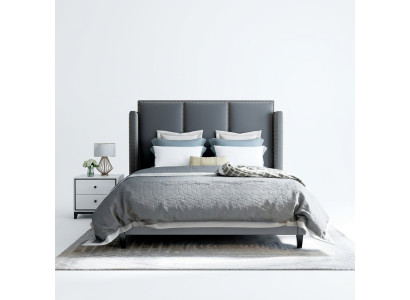 Luxe leren bed in metalen gouden design, gestoffeerd hotelbed 180x200cm.
