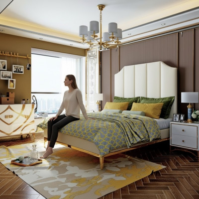 Beddengoed Decoratie Ontwerp Luxe Tweepersoons Hotelbedden Slaapkamer Leer