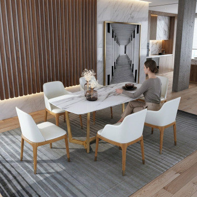 Luxe design roestvrijstalen metalen eettafel tafels woonkamer 160x90cm.