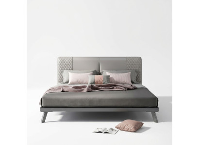 Luxe Design Lederen Bed Metalen Gouden Bedden Bekleding Hotel 180x200cm Grijs
