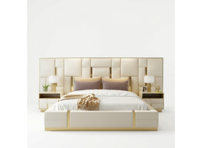 Hotelbed Luxe Design Bedden Bekleding Decor Metaal Leder Slaapkamer XXL