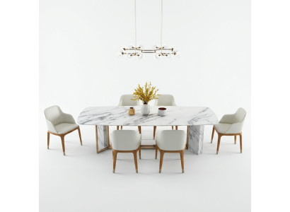 Compleet set eettafel + 6 stoelen eetkamerset eetgroep houten tafel