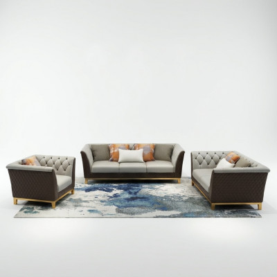 Bank Bankstel Zitkussen Complete Set 3+2+1 Bankstellen Ontwerp Chesterfield