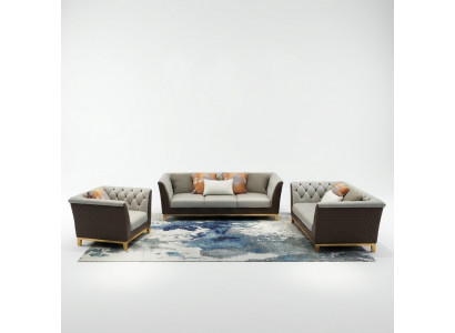 Bank Bankstel Zitkussen Complete Set 3+2+1 Bankstellen Ontwerp Chesterfield