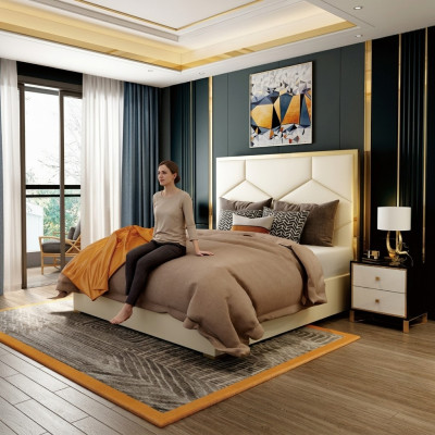 Beddecoratie Kussendesign Luxe Dubbele Hotelbedden Slaapkamer Leer