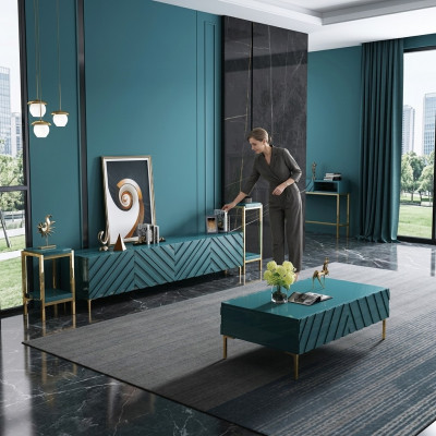 Dressoir 2x bijzettafel salontafel ontwerper woonkamer metaal