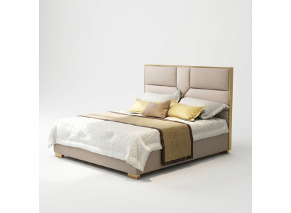 Luxe design leren bed metaal goud bedden gestoffeerd hotel 180x200cm