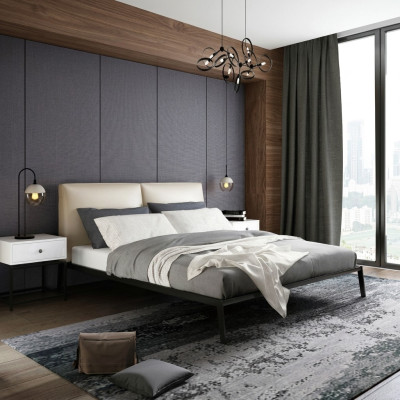Luxe slaapkamer beddecoratie gevoerde design luxe dubbele hotelbedden