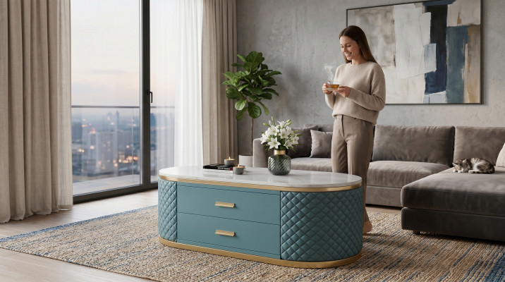 Hoogwaardige woonkamertafels - Ovaal ontwerp RVS tafel luxe
