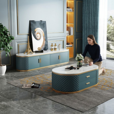 Dressoir Laag Kast Zijkast Woonkamer Dressoir Salontafel 2-delige Set
