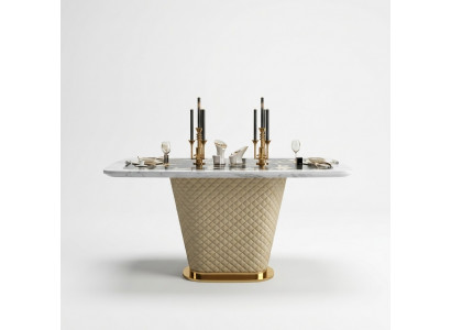 Luxe designer eetkamer met ronde eettafel & 4 x leunstoelen van metaal