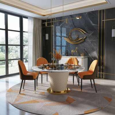 Designer Eetkamerstoel Set Tafels Fauteuils 4x Stoelen Tafel Set