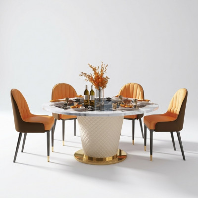 Designer Eetkamerstoel Set Tafels Fauteuils 4x Stoelen Tafel Set