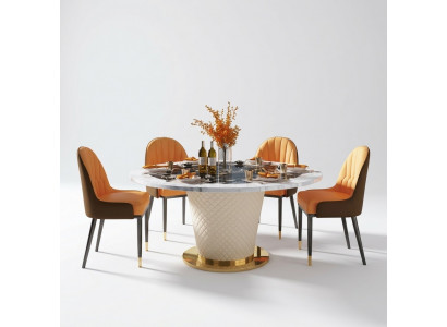 Designer Eetkamerstoel Set Tafels Fauteuils 4x Stoelen Tafel Set