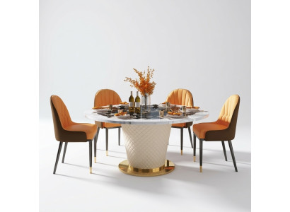 Designer Eetkamerstoel Set Tafels Fauteuils 4x Stoelen Tafel Set