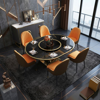 Ontwerper eettafel Ovaal glazen ronde tafels Moderne uitschuifbare