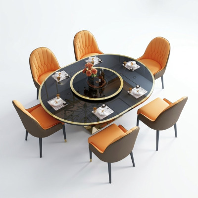 Ontwerper eettafel Ovaal glazen ronde tafels Moderne uitschuifbare
