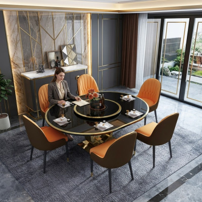 Ontwerp eetkamerstoelset met metalen tafels fauteuils 6x stoelen + tafelset
