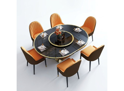 Ontwerp eetkamerstoelset met metalen tafels fauteuils 6x stoelen + tafelset
